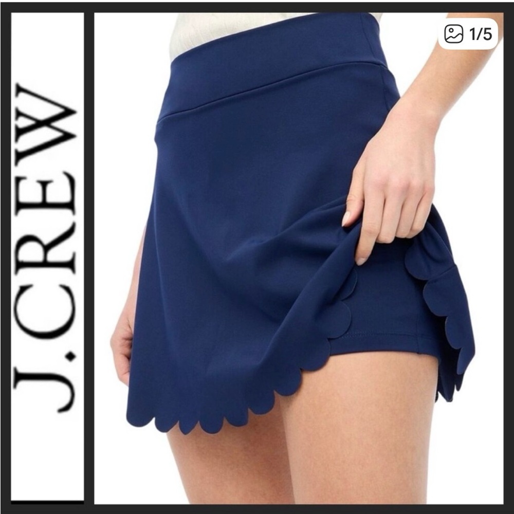 J. Crew Navy Scalloped Hem Skirt Skort Pickleball Tennis Sz M